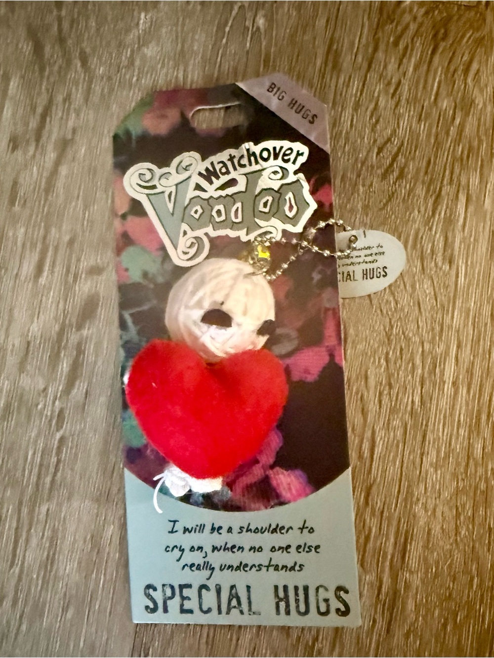 'watch over voodoo Big Hugs' Red Heart Keychain